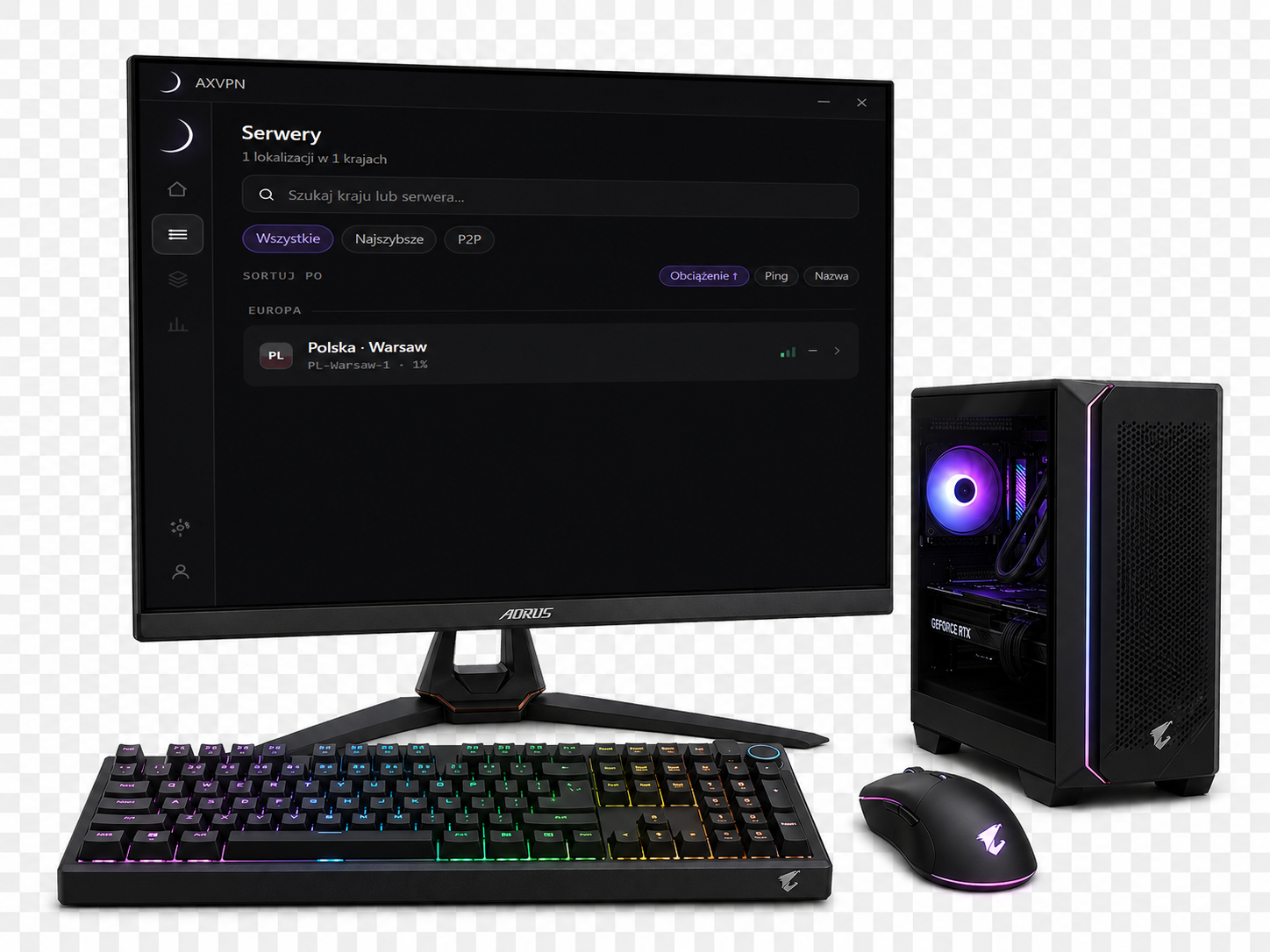 AXVPN na desktopie